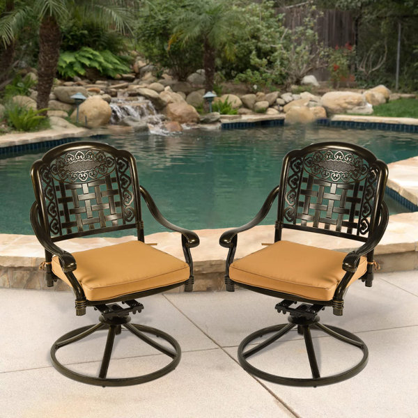 Charlton Home 2 Piece Patio Dinning Swivel Chairs Rocker, Outdoor All